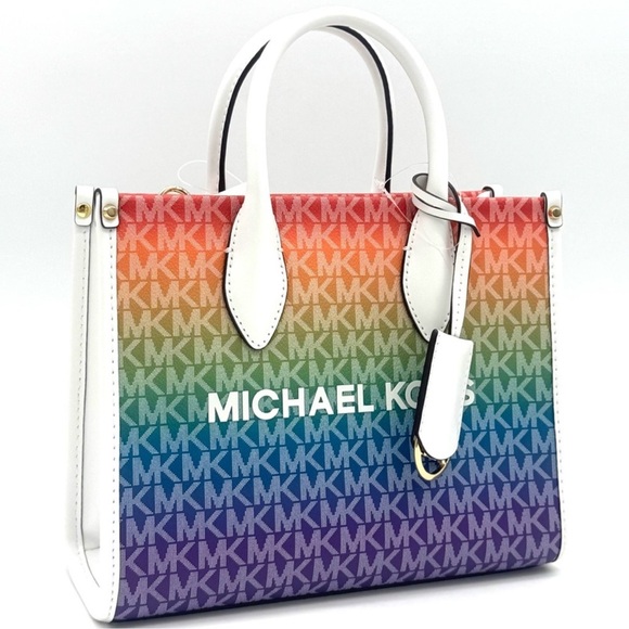 Michael Kors Mirella Small Rainbow Signature Logo Xbody Tote Bag Rainbow - Picture 3 of 11